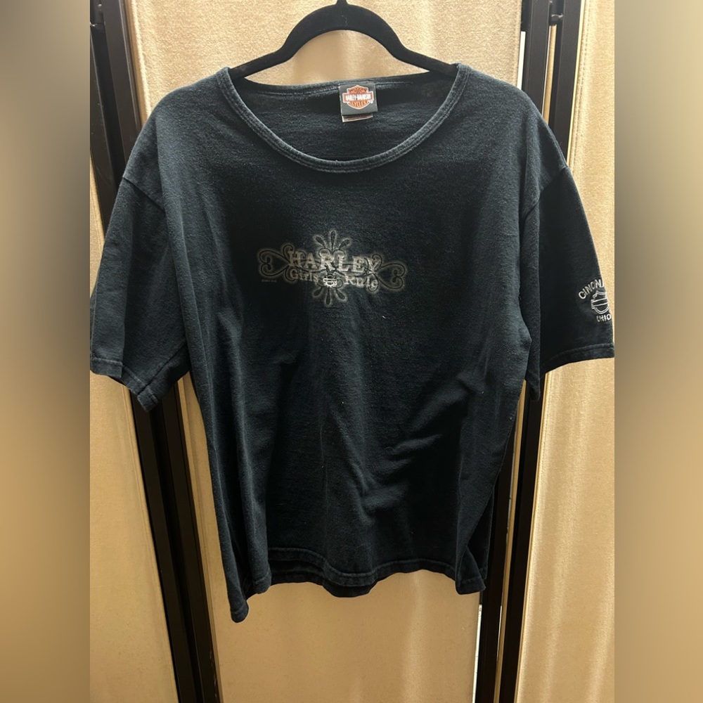 Women’s Vintage Harley Davidson Tee Shirt-Harley Girls Rule